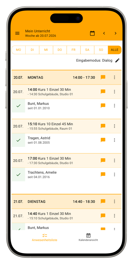 Musikschul-App Unterricht