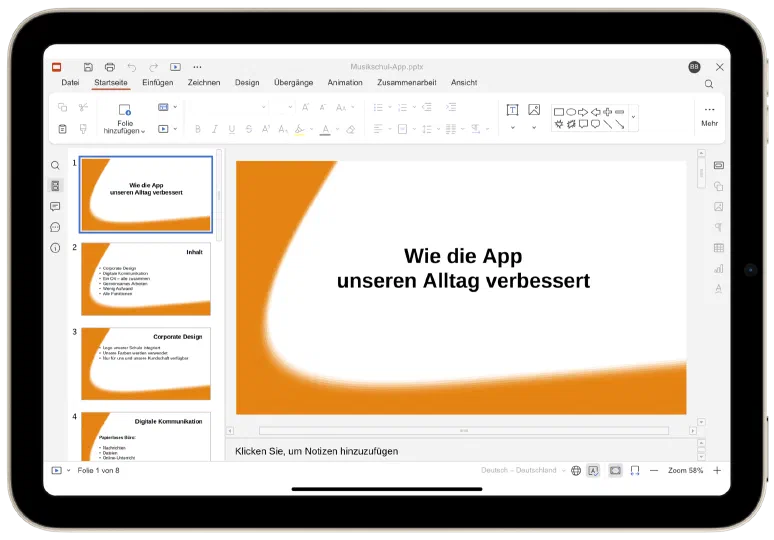 Office-Integration in der Musikschul-App: Präsentation