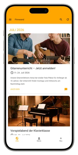 Musikschul-App Pinnwand