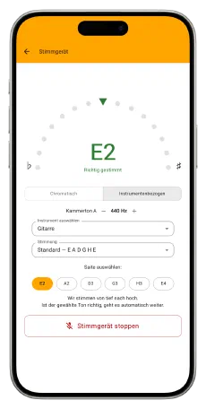 Stimmgerät im Tools-Modul der Musikschul-App