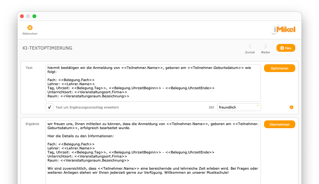 KI-Textoptimierung in iMikel