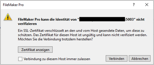 Meldung Server nicht verifiziert