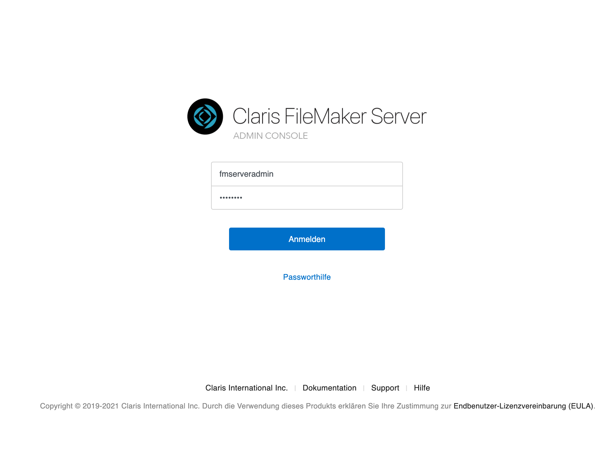 Admin Konsole - Login