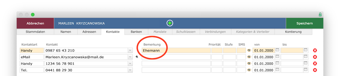 Bemerkung zum Kontakt
