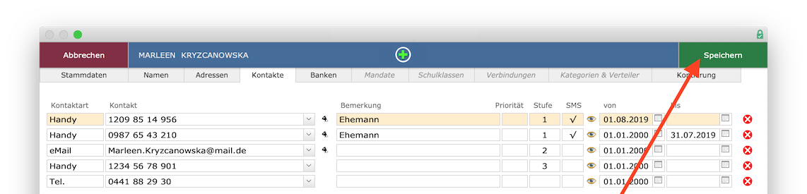 Eingabedialog, Speichern-Taste