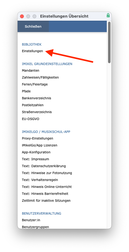 imikel_bibliothek_einstellungen_uebersicht