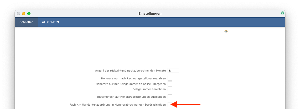 imikel_honorare_einstellungen_allgemein_mandantenzuordnung