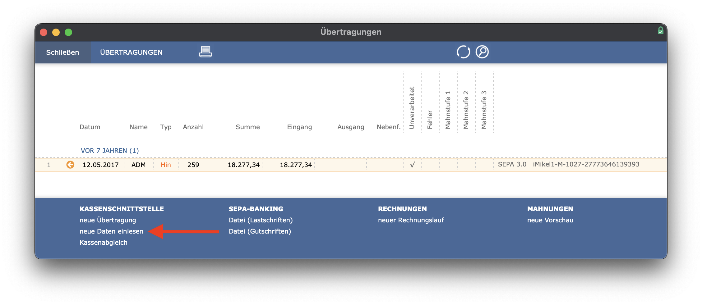 imikel_buchhaltung_uebertragungen_kassenschnittstelle_neue_daten_einlesen