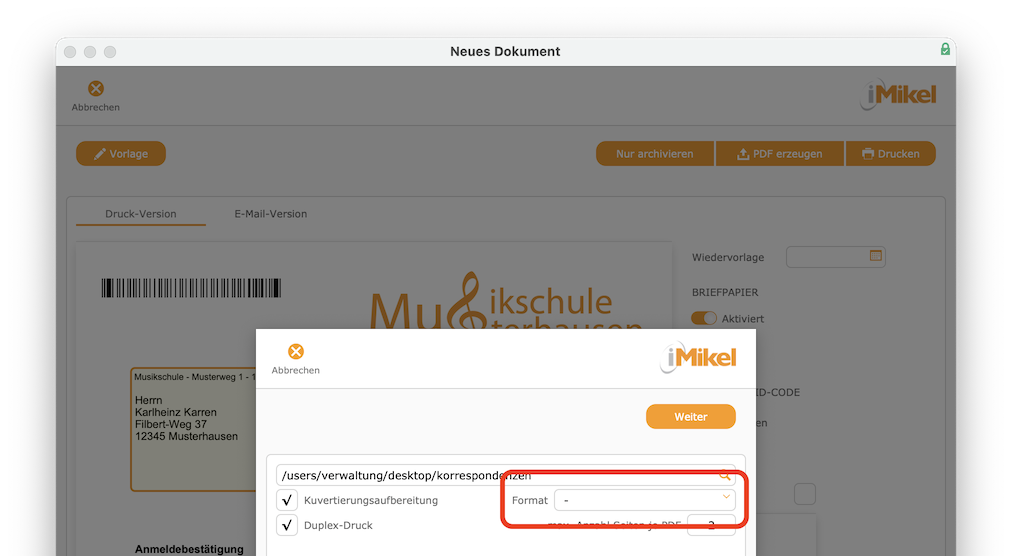 imikel_unterricht_briefversand_voransicht_pdf_kuvertierungsaufbereitung_format