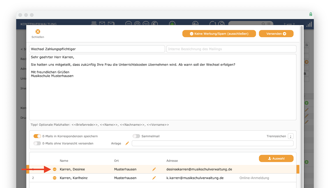 imikel_mailversand_assistent_empfaenger_hinzugefuegt_entfernen