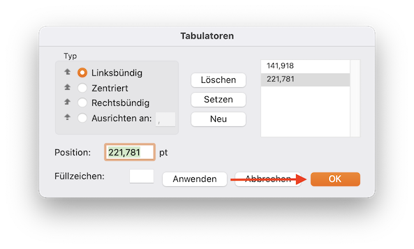 imikel_korrespondenzen_vorlagen_bearbeitung_tabulatoreneinstellungen_ok