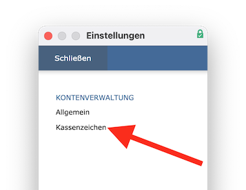 Einstellungen: Kassenzeichen